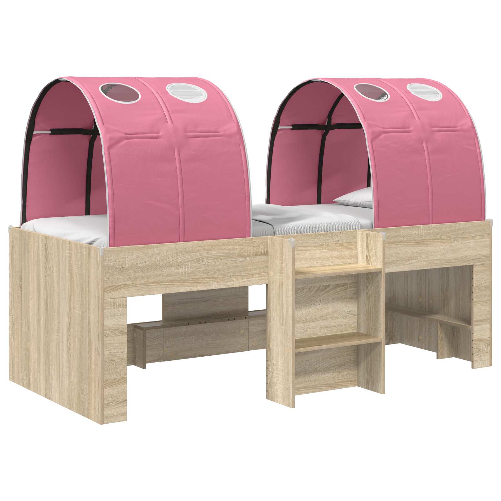 Lit avec Tunnel 3 pc Chêne Sonoma et rose Bois d'ingénierie
