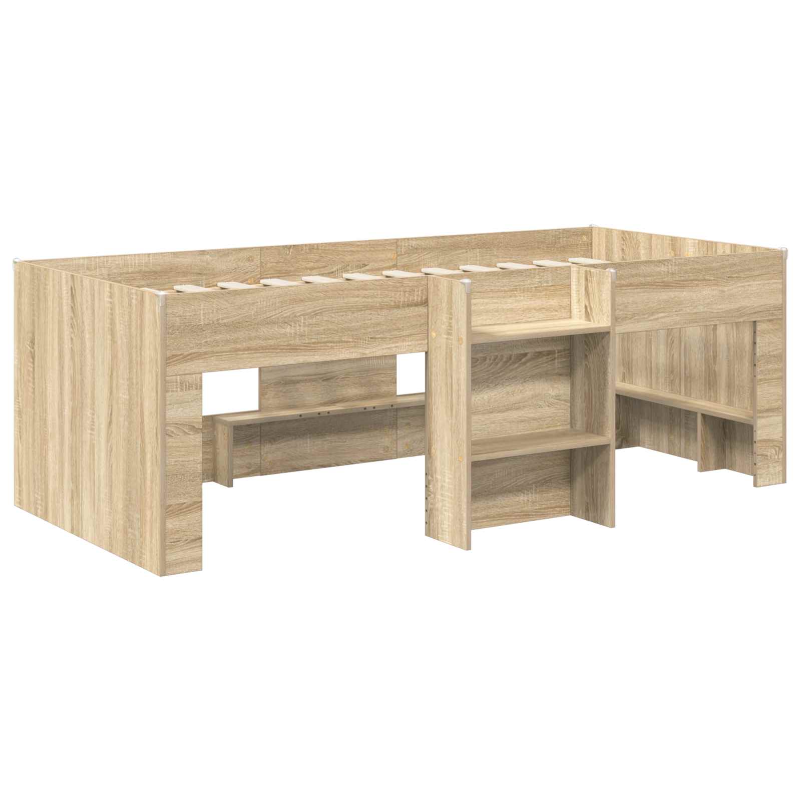 Lit avec Tunnel 3 pc Chêne Sonoma et rouge Bois d'ingénierie - XIOS