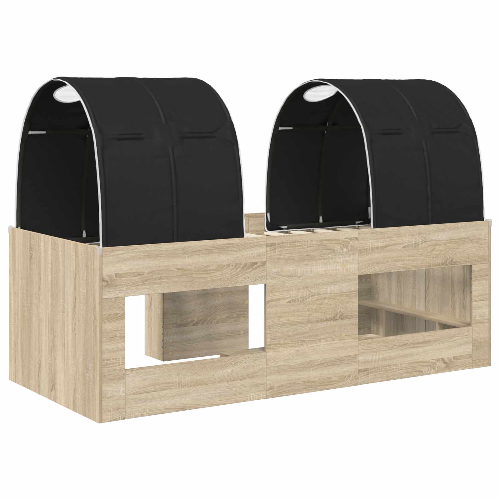 Lit avec Tunnel 3 pc Chêne Sonoma et noir Bois d'ingénierie - XIOS