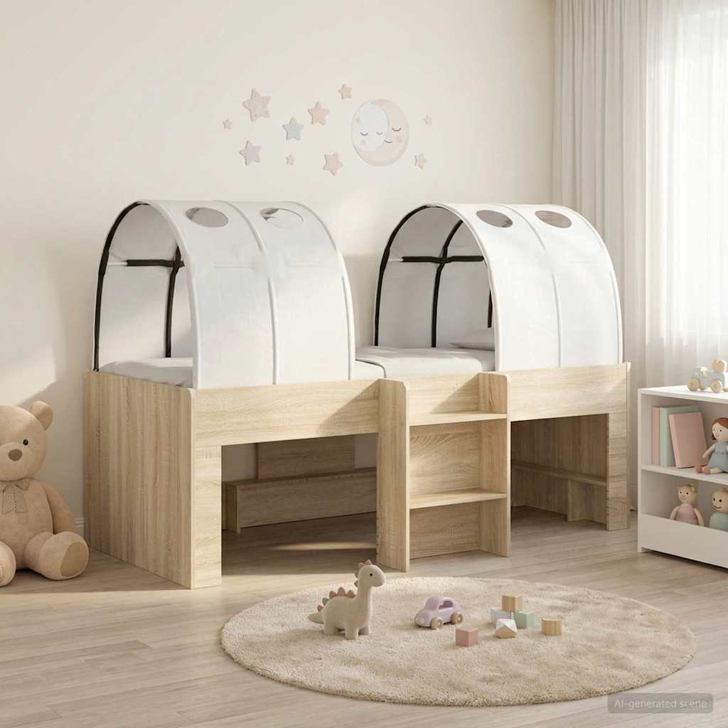 Lit avec Tunnel 3 pc Chêne Sonoma et blanc Bois d'ingénierie - XIOS