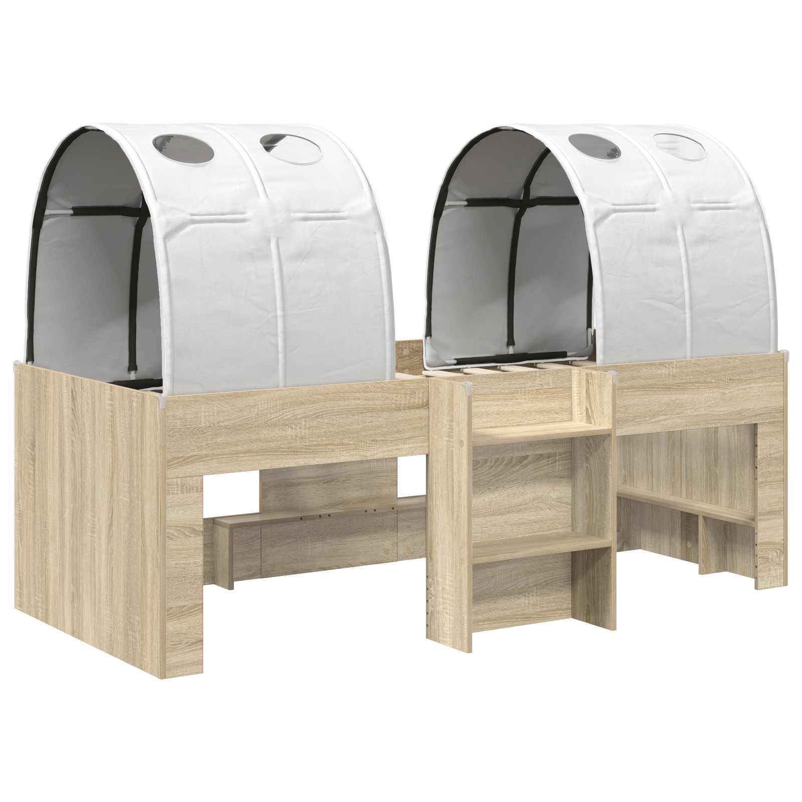Lit avec Tunnel 3 pc Chêne Sonoma et blanc Bois d'ingénierie - XIOS