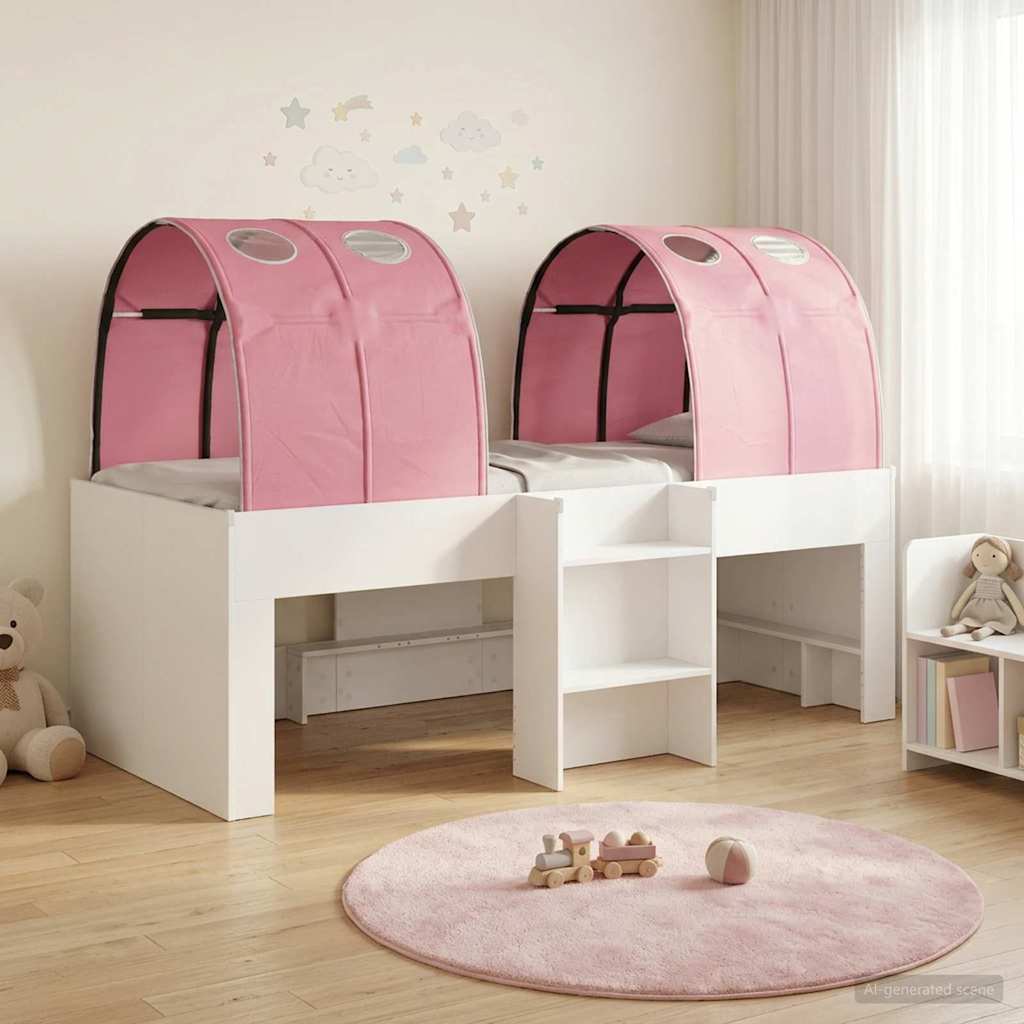 Lit Haut pour Enfants avec Tunnel Blanc et rose - XIOS