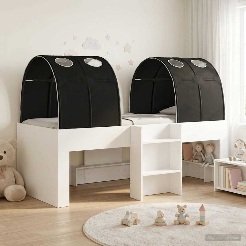Lit Haut pour Enfants avec Tunnel 3 pc Blanc et noir - XIOS