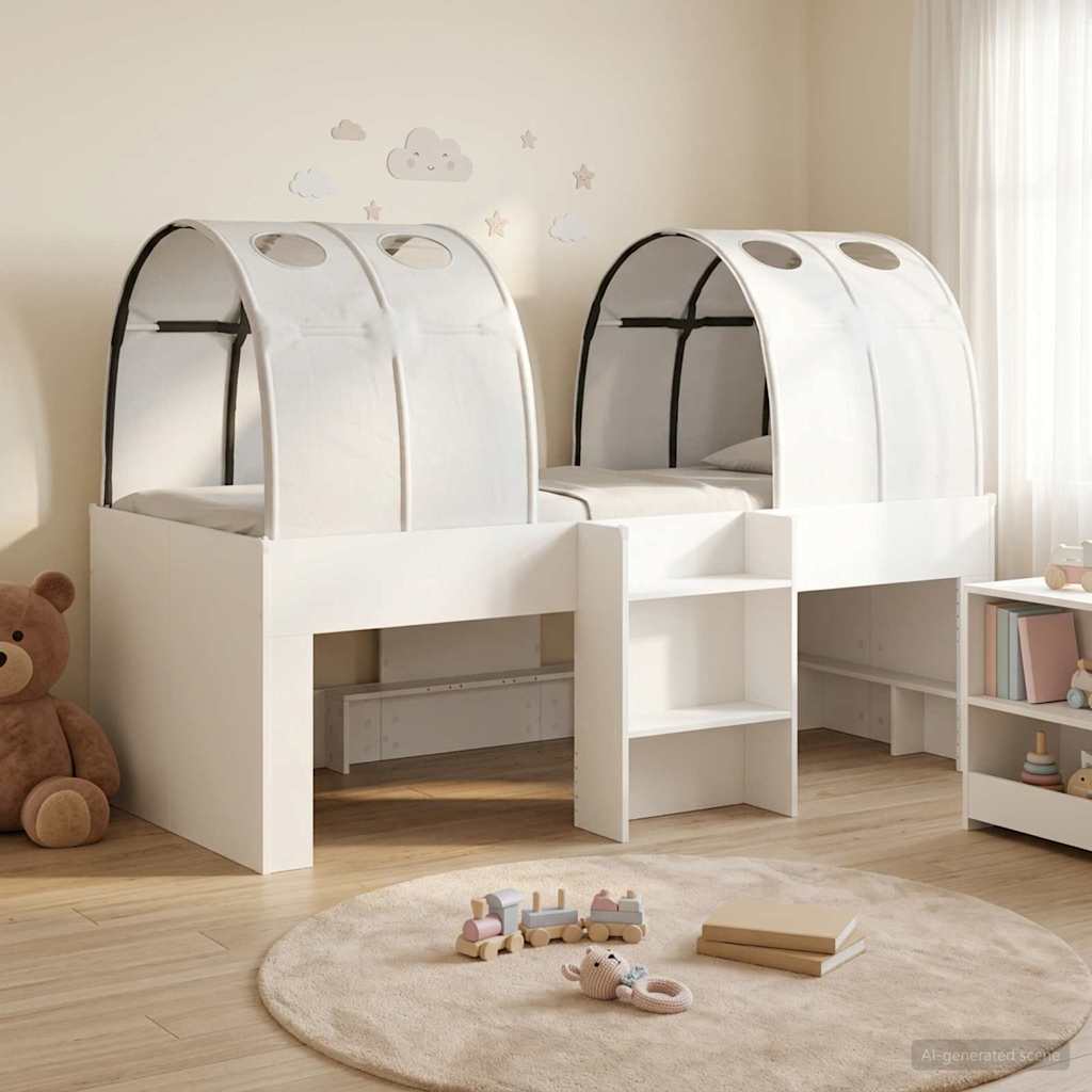Lit Haut pour Enfants avec Tunnel 3 pc Blanc Bois d'ingénierie - XIOS