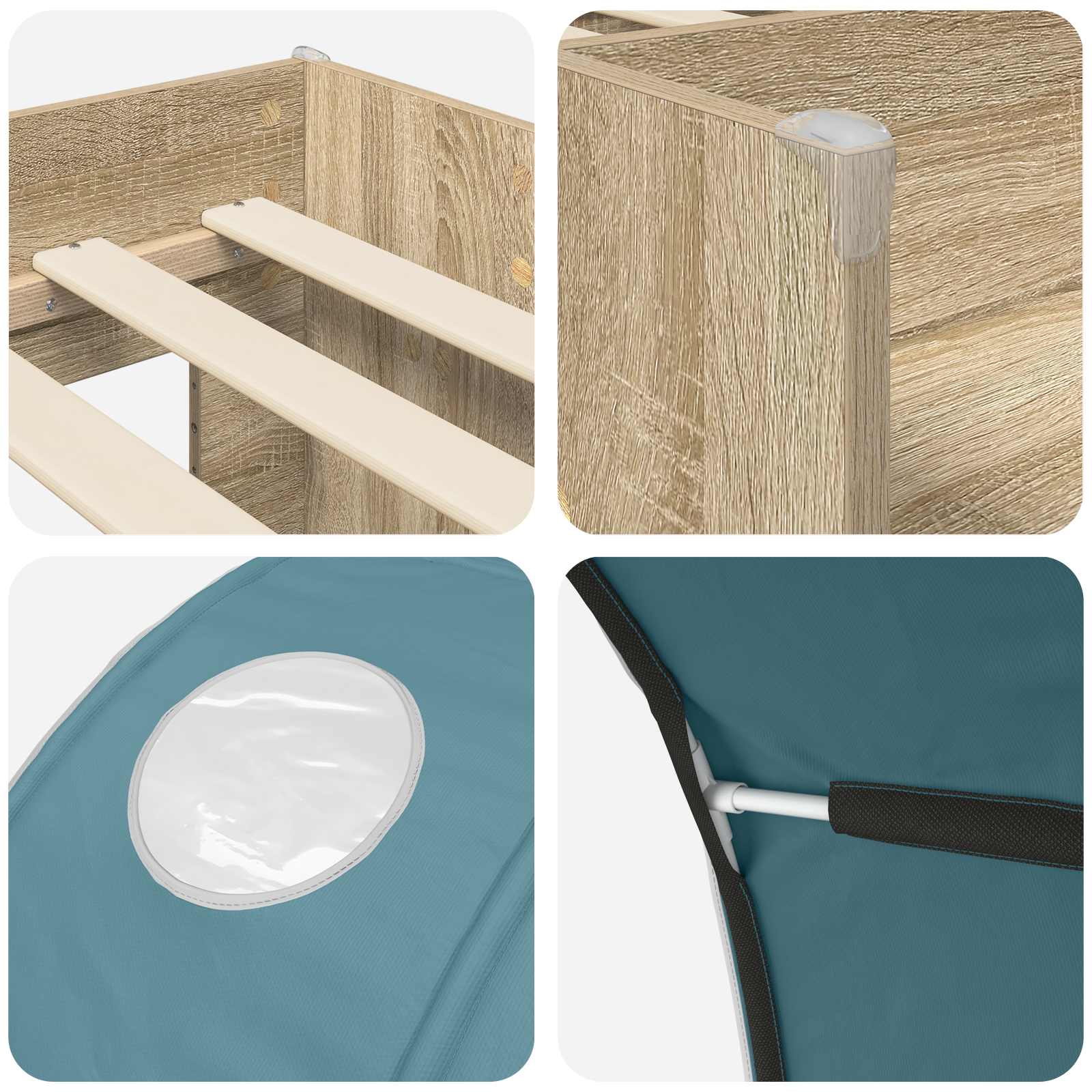 Lit Haut pour Enfants avec Tunnel 3 pc Bois d'ingénierie - XIOS