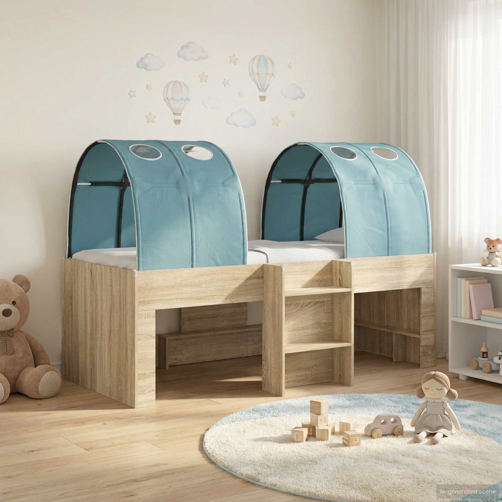Lit Haut pour Enfants avec Tunnel 3 pc Bois d'ingénierie - XIOS