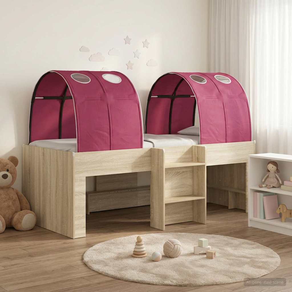 Lit Haut pour Enfants avec Tunnel 3 pc Chêne Sonoma et rouge - XIOS