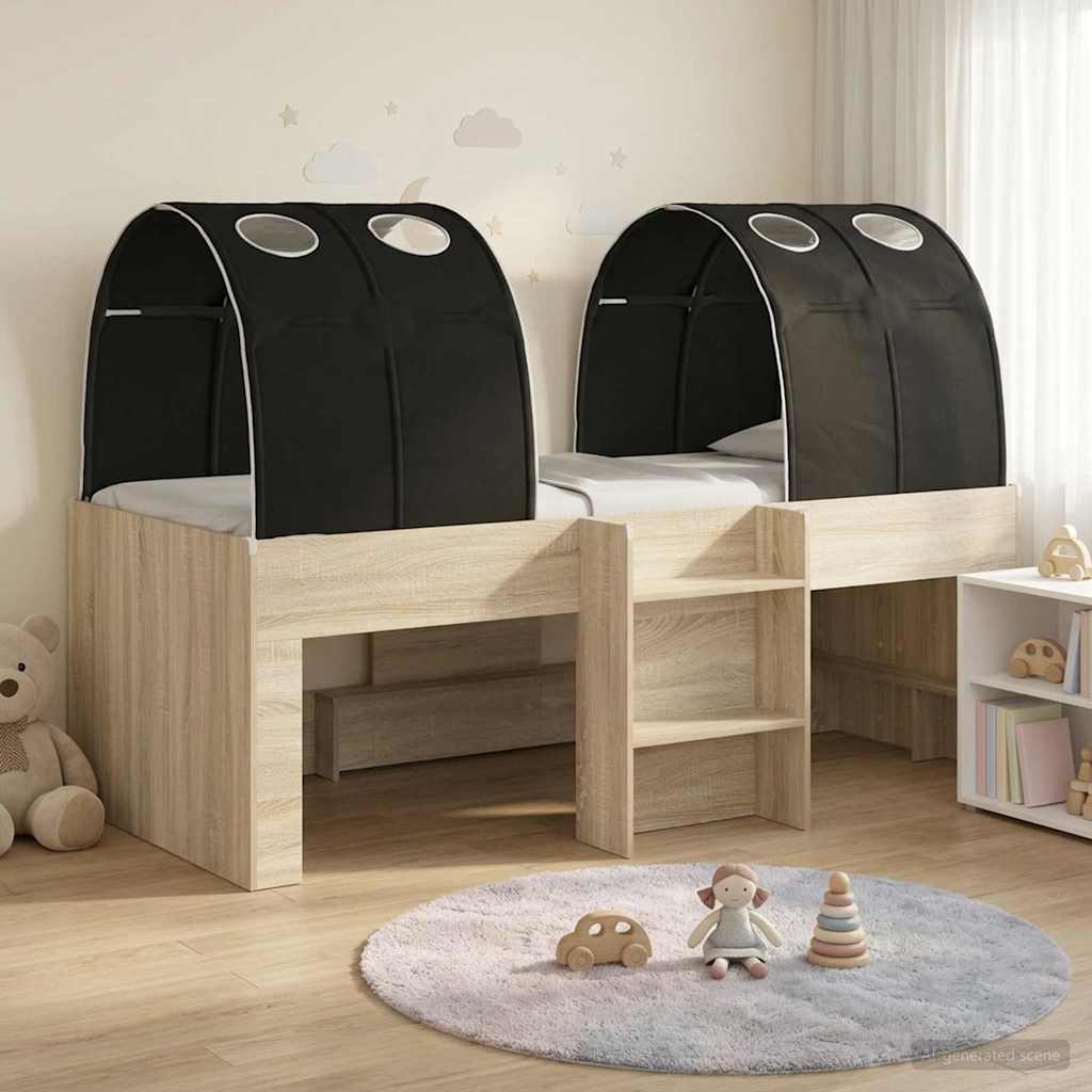 Lit Haut pour Enfants avec Tunnel 3 pc Chêne Sonoma et noir - XIOS