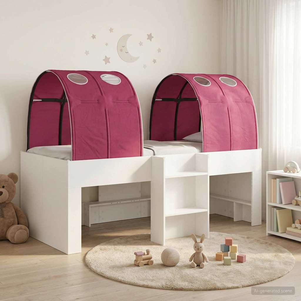 Lit avec Tunnel 3 pc Blanc et rouge Bois d'ingénierie - XIOS