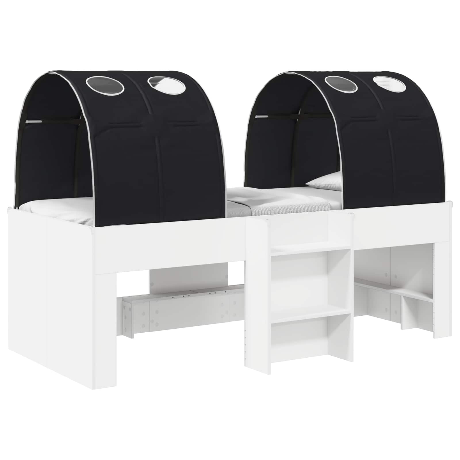 Lit avec Tunnel 3 pc Blanc et noir Bois d'ingénierie - XIOS
