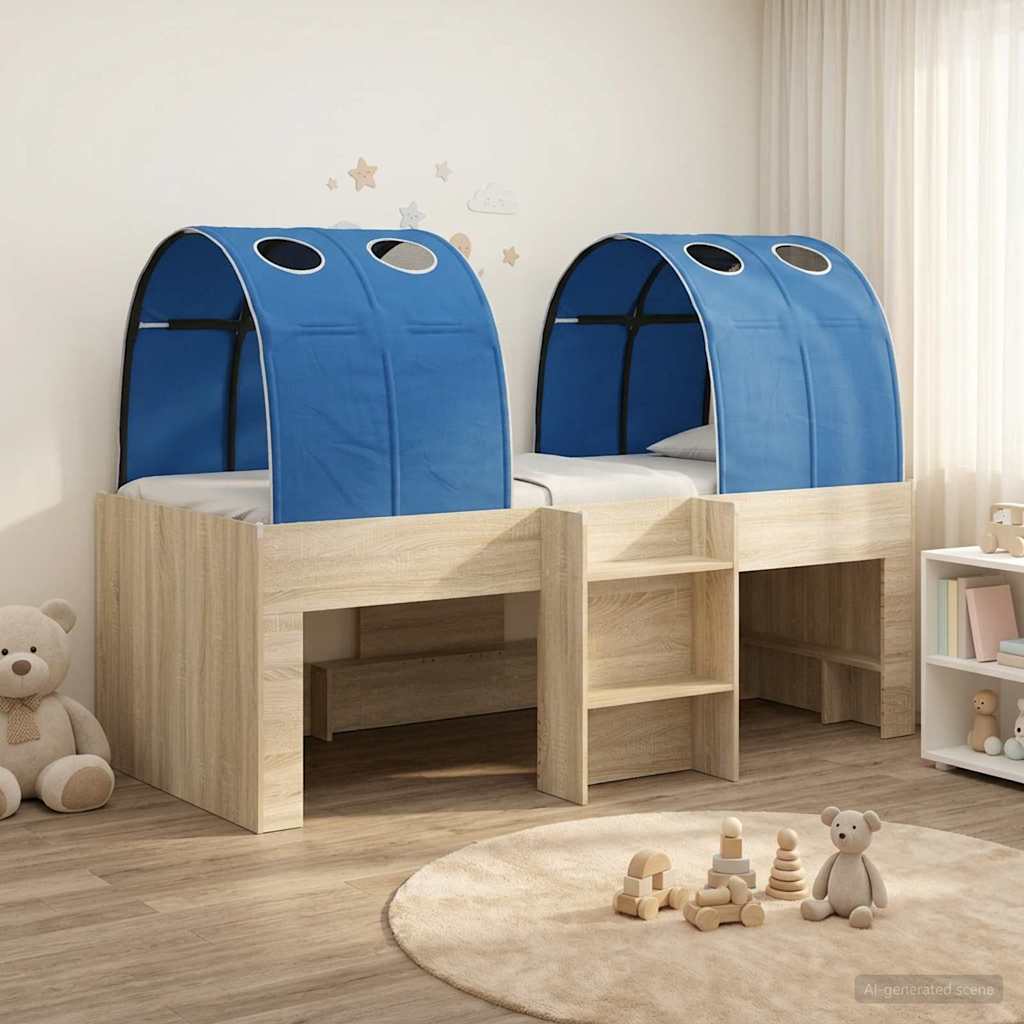 Lit avec Tunnel 3 pc Chêne Sonoma et bleu Bois d'ingénierie - XIOS
