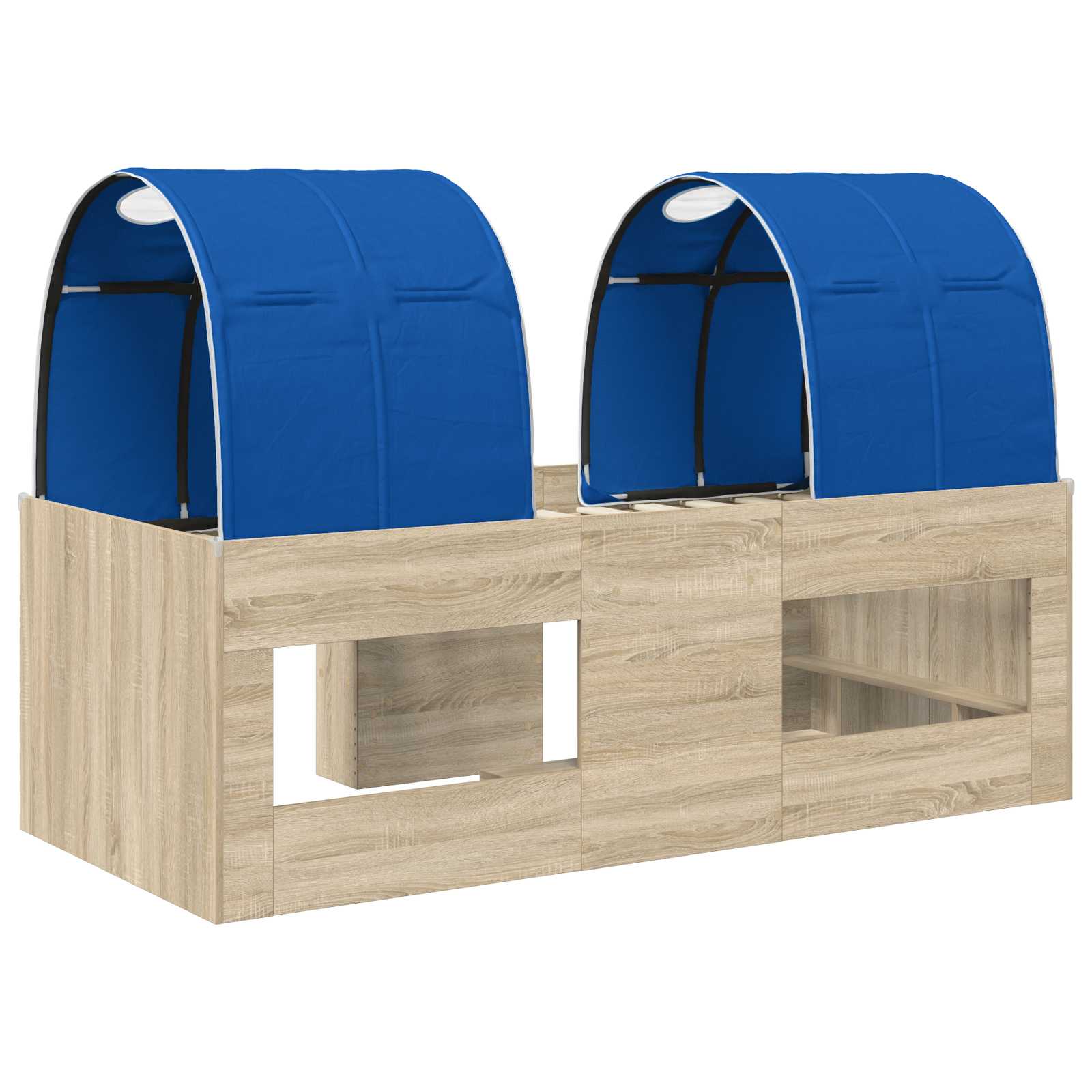 Lit avec Tunnel 3 pc Chêne Sonoma et bleu Bois d'ingénierie - XIOS