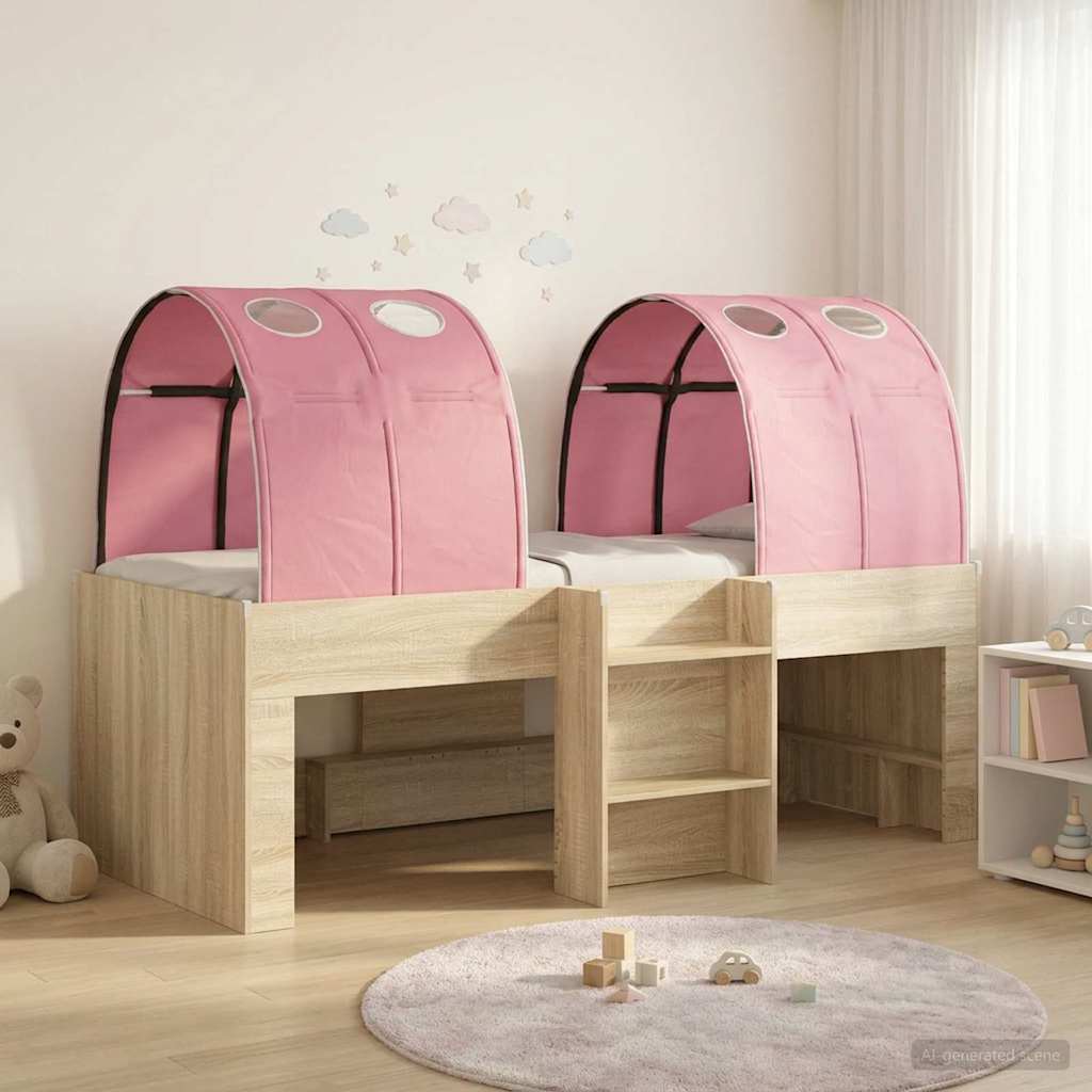 Lit avec Tunnel 3 pc Chêne Sonoma et rose Bois d'ingénierie - XIOS