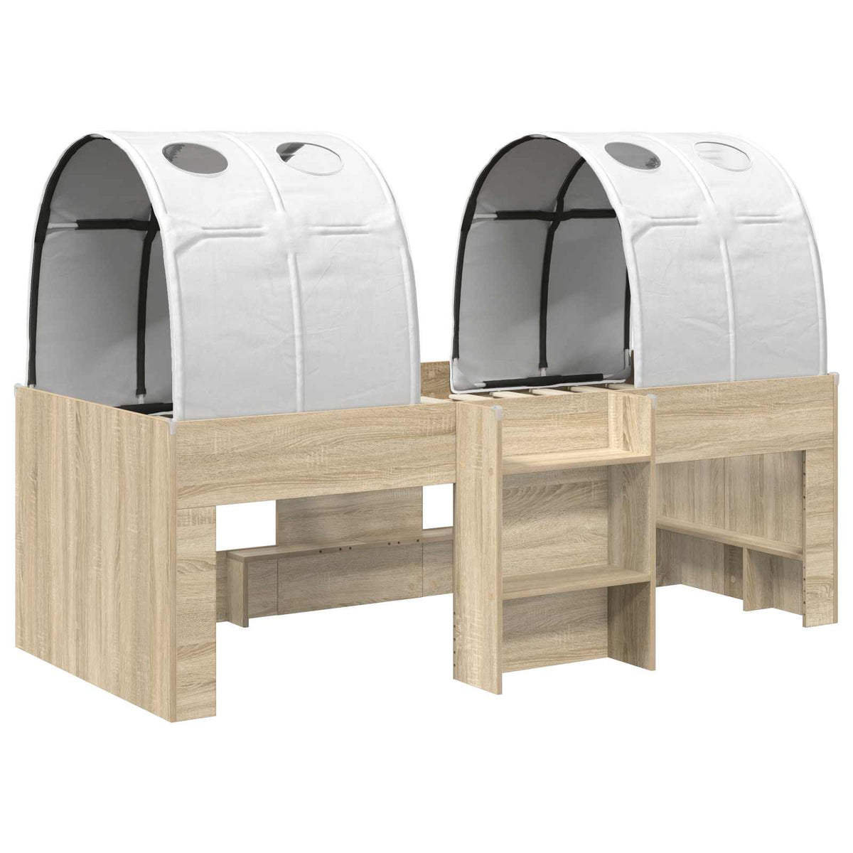 Lit avec Tunnel 3 pc Chêne Sonoma et blanc Bois d'ingénierie - XIOS