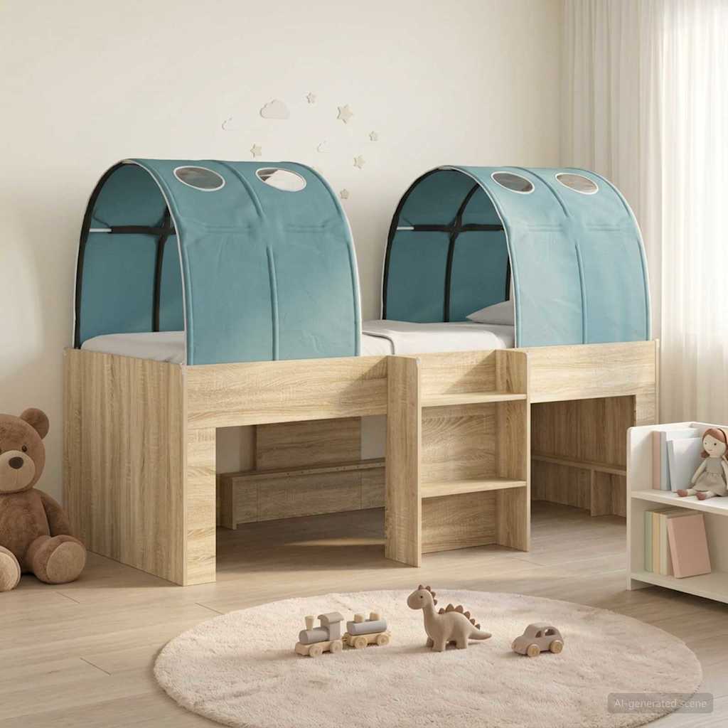 Lit avec Tunnel 3 pc Chêne Sonoma et bleu clair