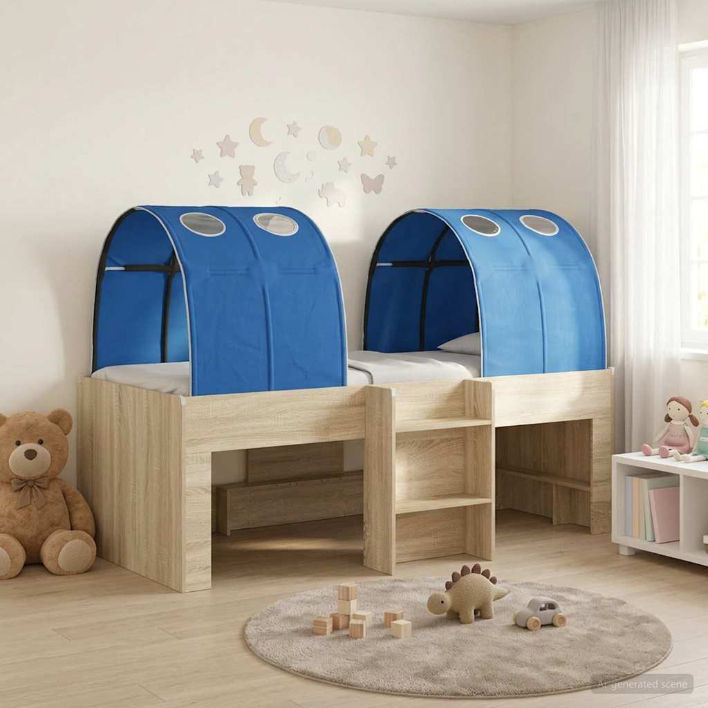 Lit avec Tunnel 3 pc Chêne Sonoma et bleu Bois d'ingénierie - XIOS