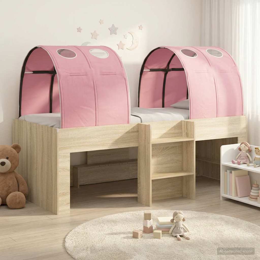 Lit avec Tunnel 3 pc Chêne Sonoma et rose Bois d'ingénierie - XIOS
