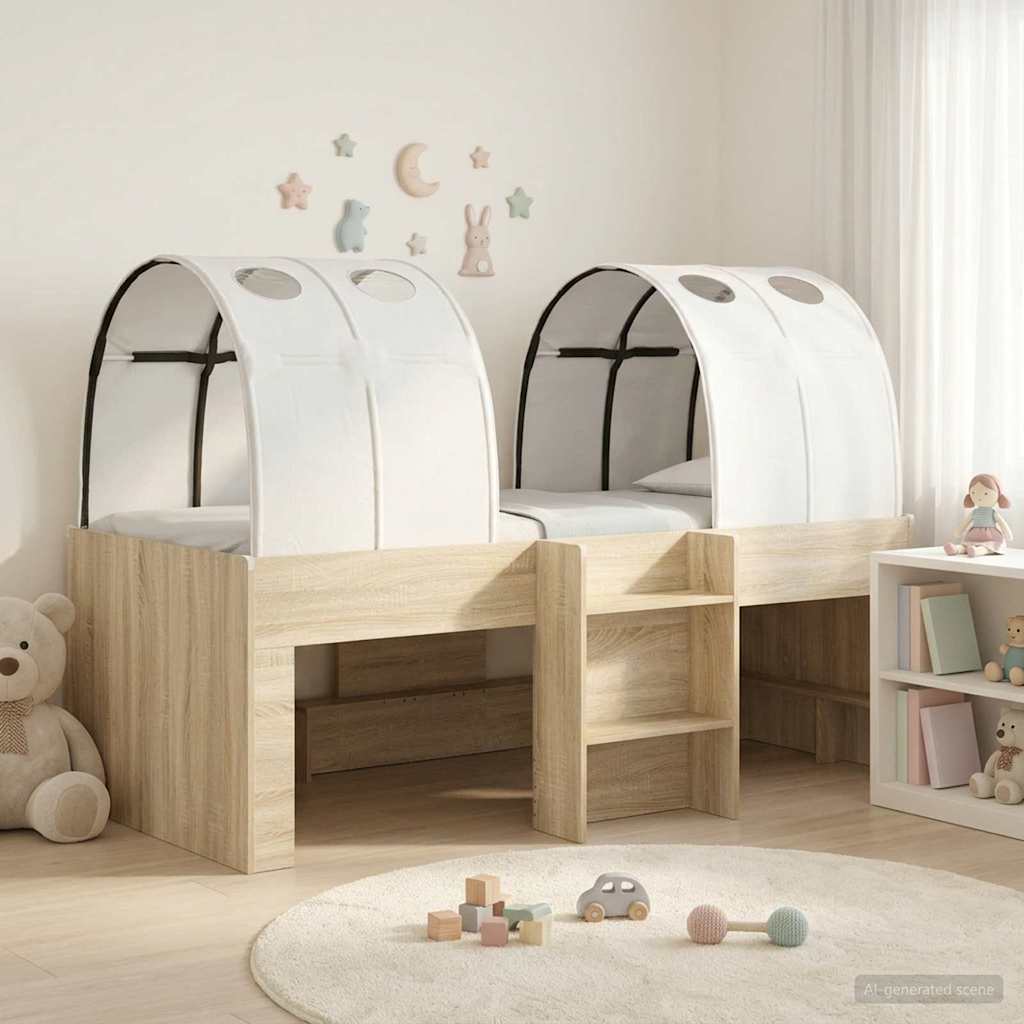 Lit avec Tunnel 3 pc Chêne Sonoma et blanc Bois d'ingénierie - XIOS