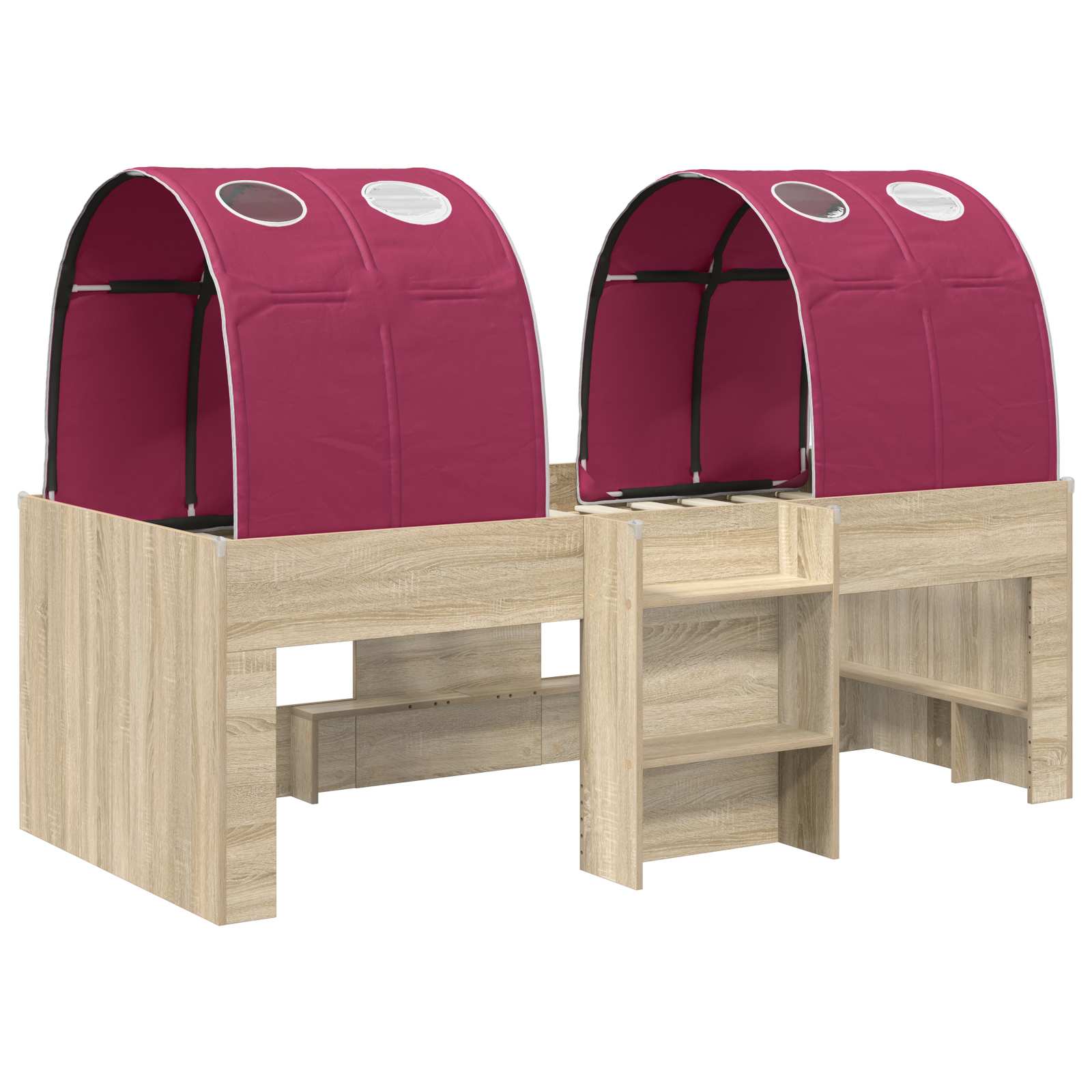 Lit avec Tunnel 3 pc Sonoma et Rouge Bois d'ingénierie - XIOS