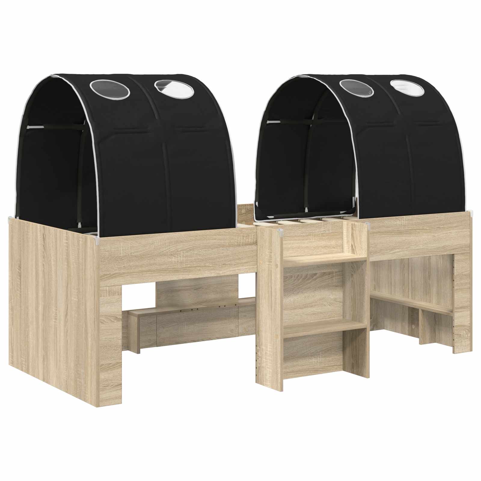 Lit avec Tunnel 3 pc Sonoma et Noir Bois d'ingénierie - XIOS