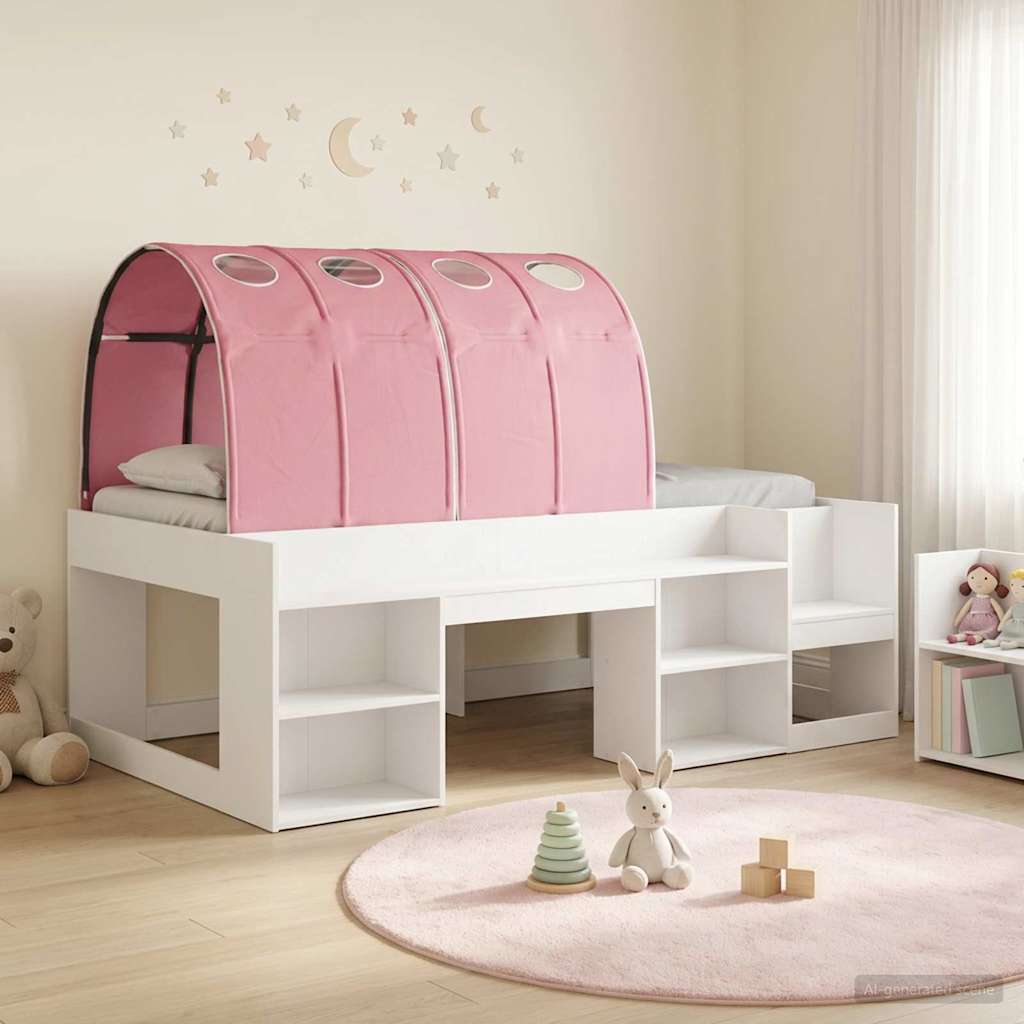 Lit avec Tunnel 3 pc Blanc et rose Bois d'ingénierie - XIOS