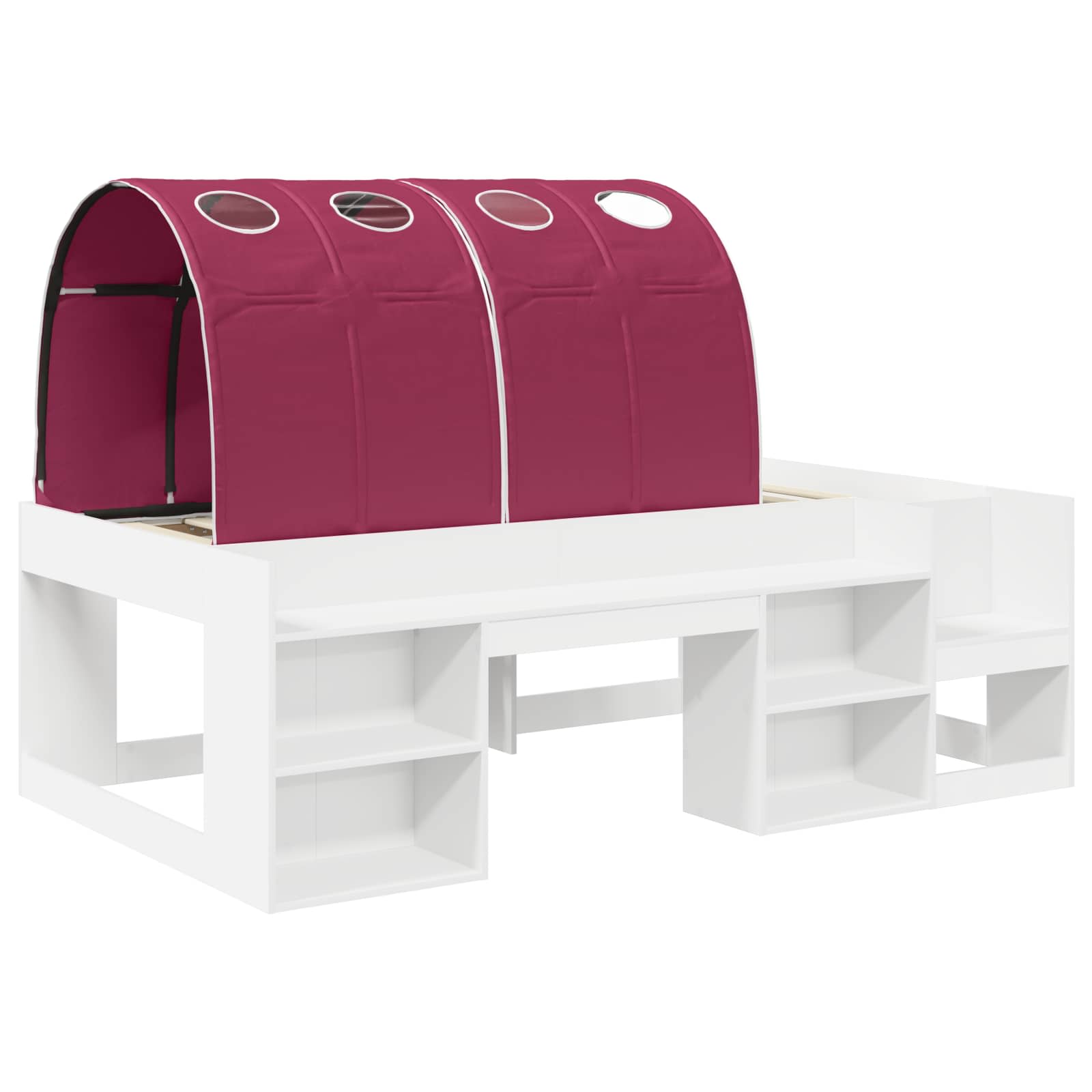 Lit avec Tunnel 3 pc Blanc et rouge Bois d'ingénierie - XIOS