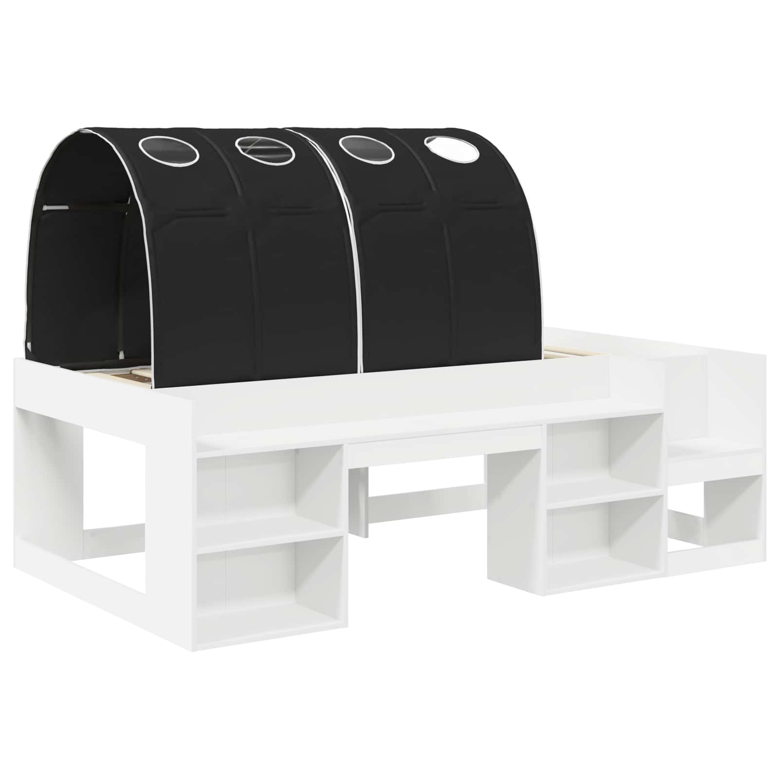 Lit avec Tunnel 3 pc Blanc et noir Bois d'ingénierie - XIOS