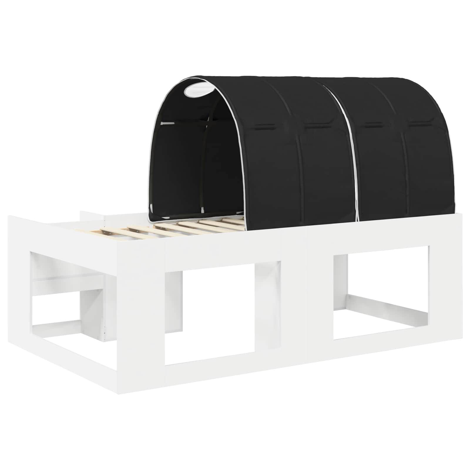 Lit avec Tunnel 3 pc Blanc et noir Bois d'ingénierie - XIOS