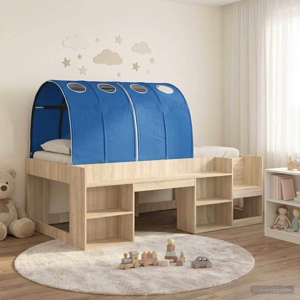 Lit avec Tunnel 3 pc Chêne Sonoma et bleu Bois d'ingénierie - XIOS