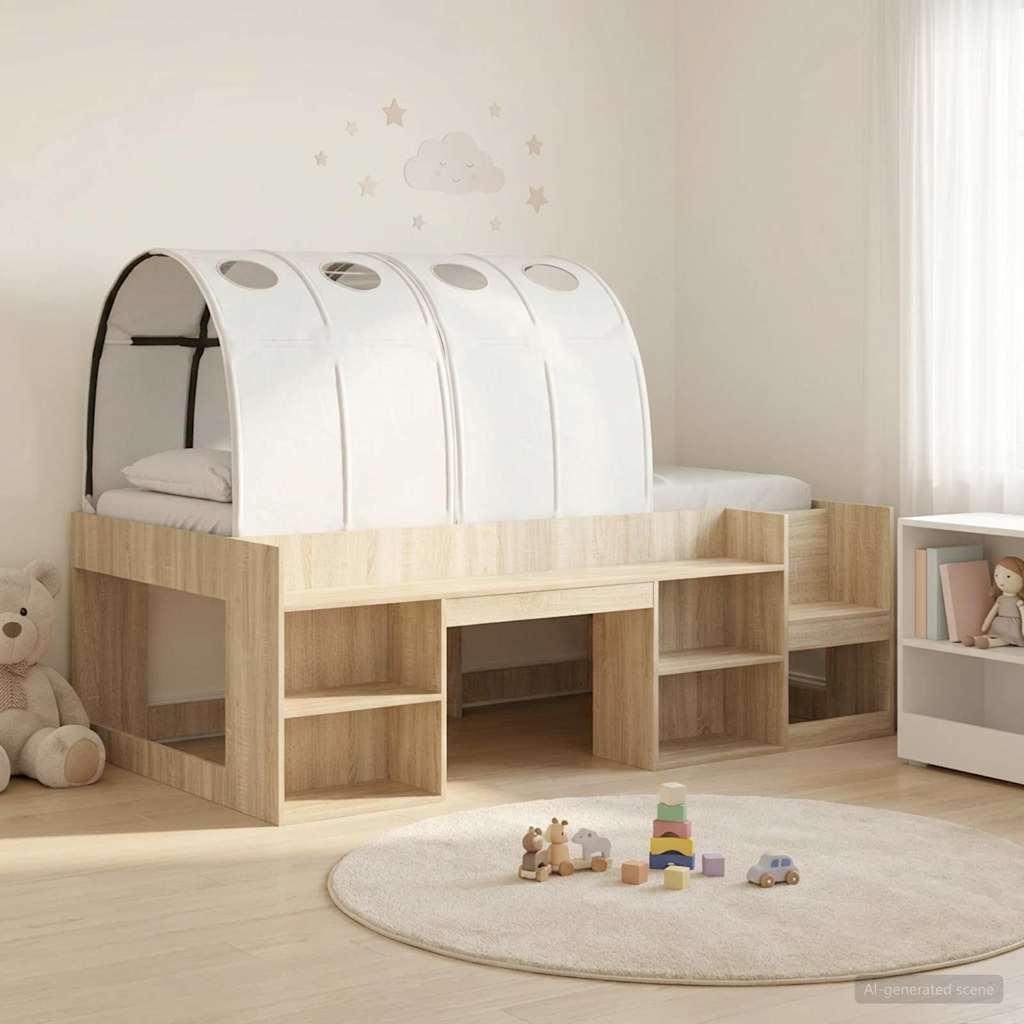Lit avec Tunnel 3 pc Chêne Sonoma et blanc Bois d'ingénierie - XIOS