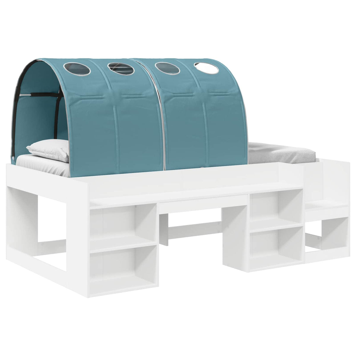 Lit haut pour enfants avec rangement 3 pc Blanc et bleu clair - XIOS
