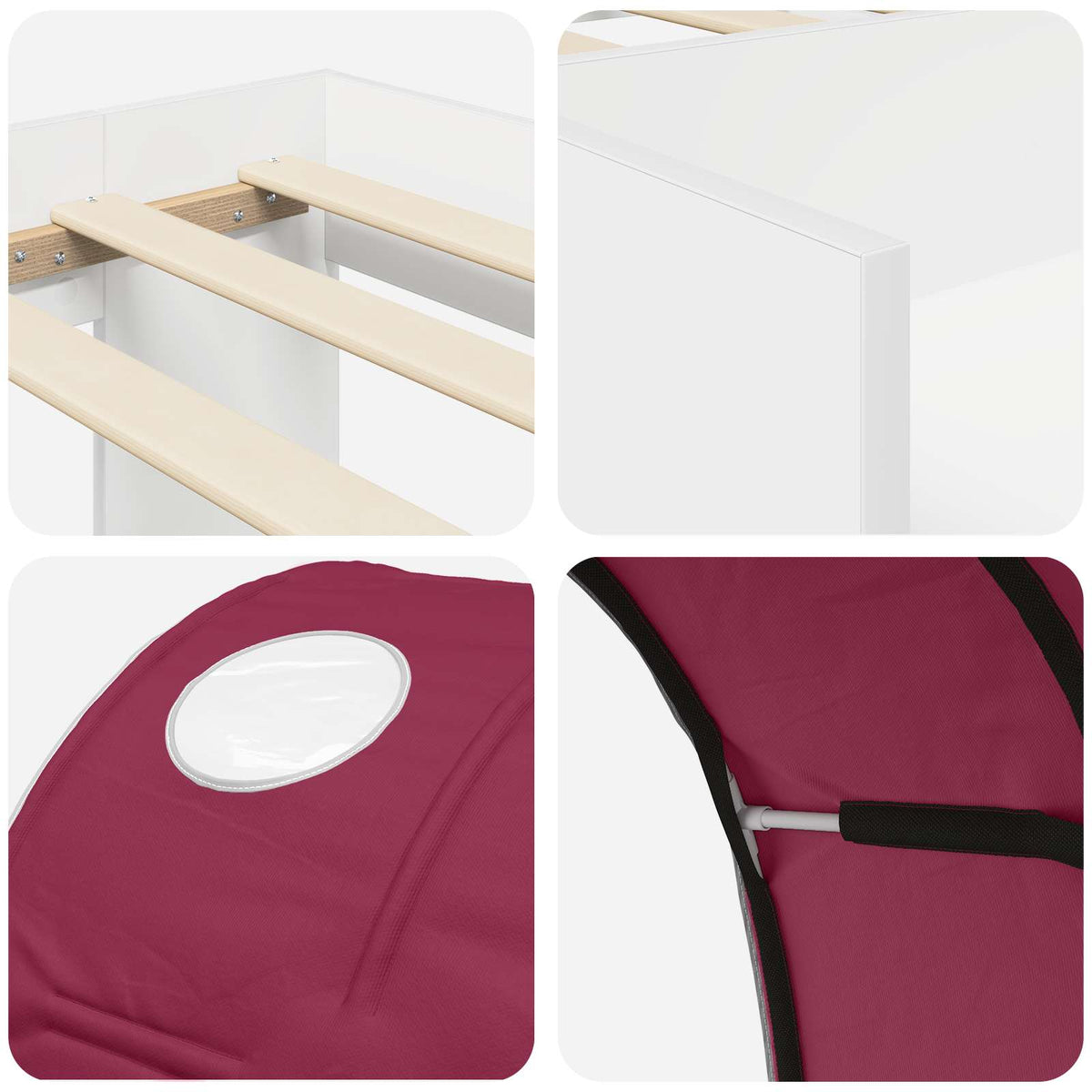 Lit haut pour enfants avec rangement 3 pc Blanc et rouge - XIOS