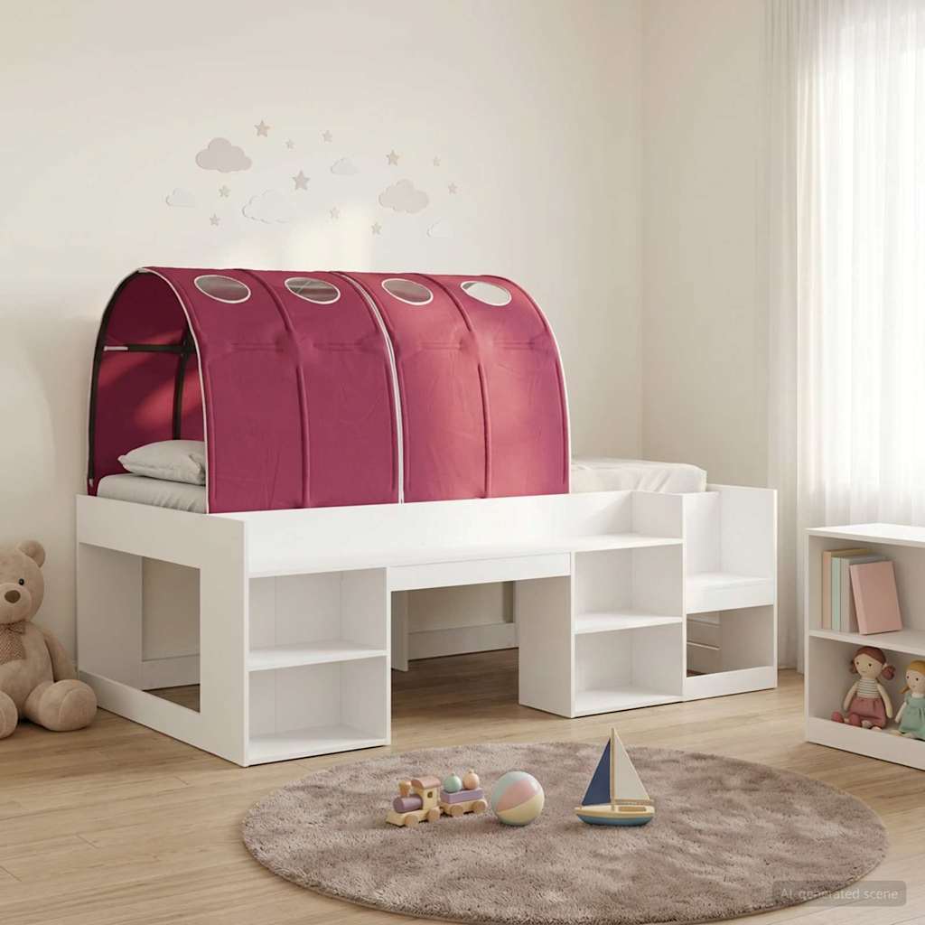 Lit haut pour enfants avec rangement Blanc et rouge - XIOS
