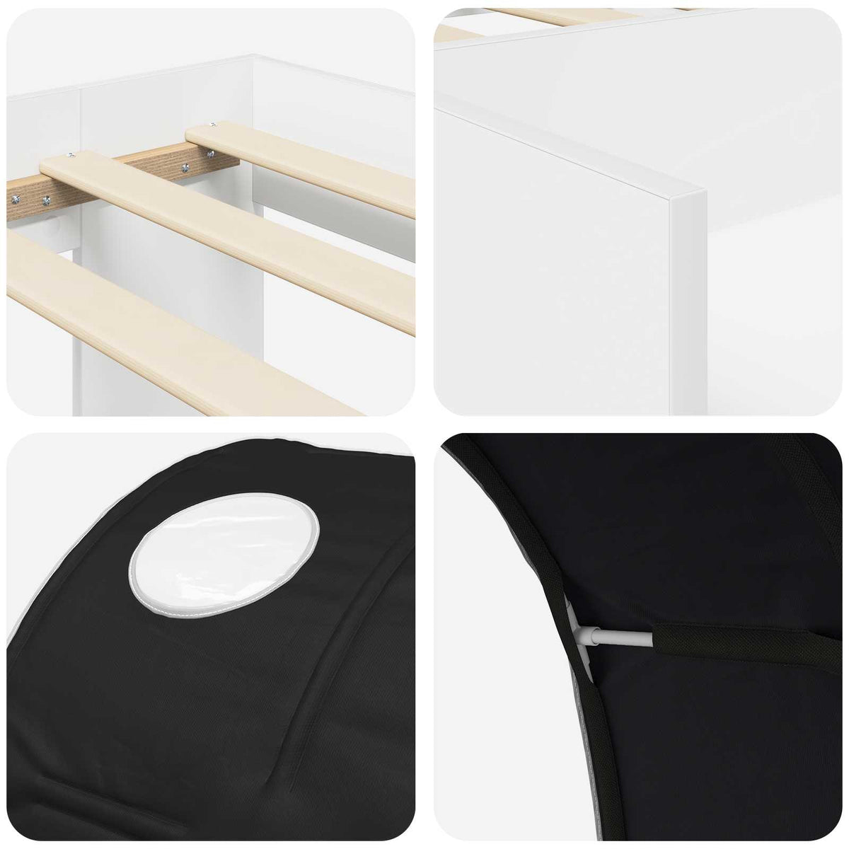 Lit haut pour enfants avec rangement 3 pc Blanc et noir - XIOS