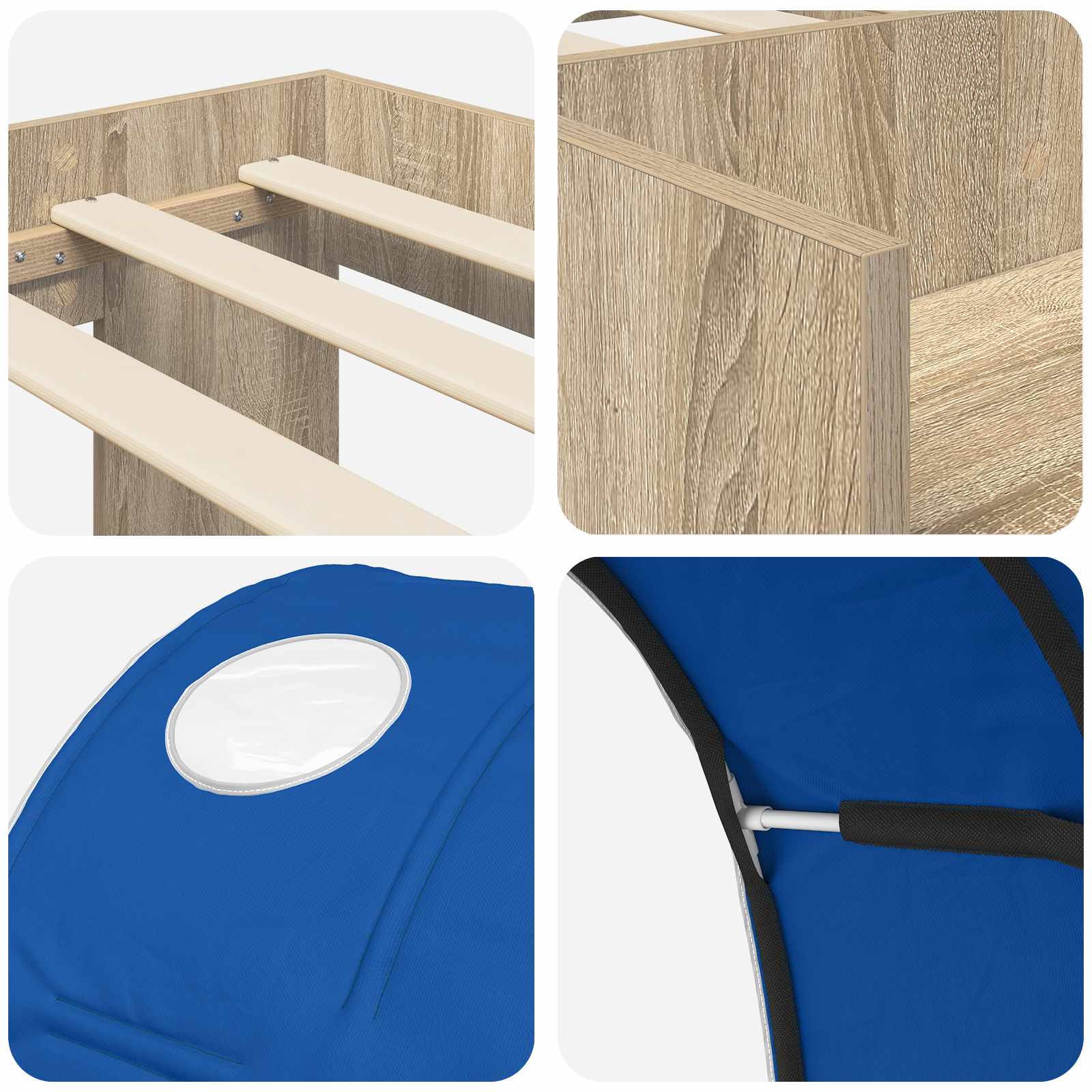 Lit haut pour enfants avec rangement Chêne Sonoma et bleu - XIOS