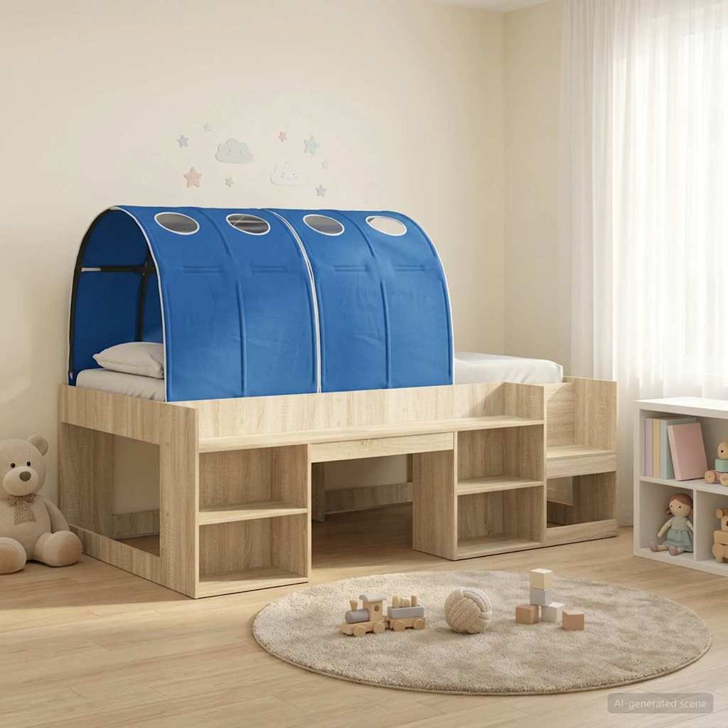 Lit haut pour enfants avec rangement Chêne Sonoma et bleu - XIOS