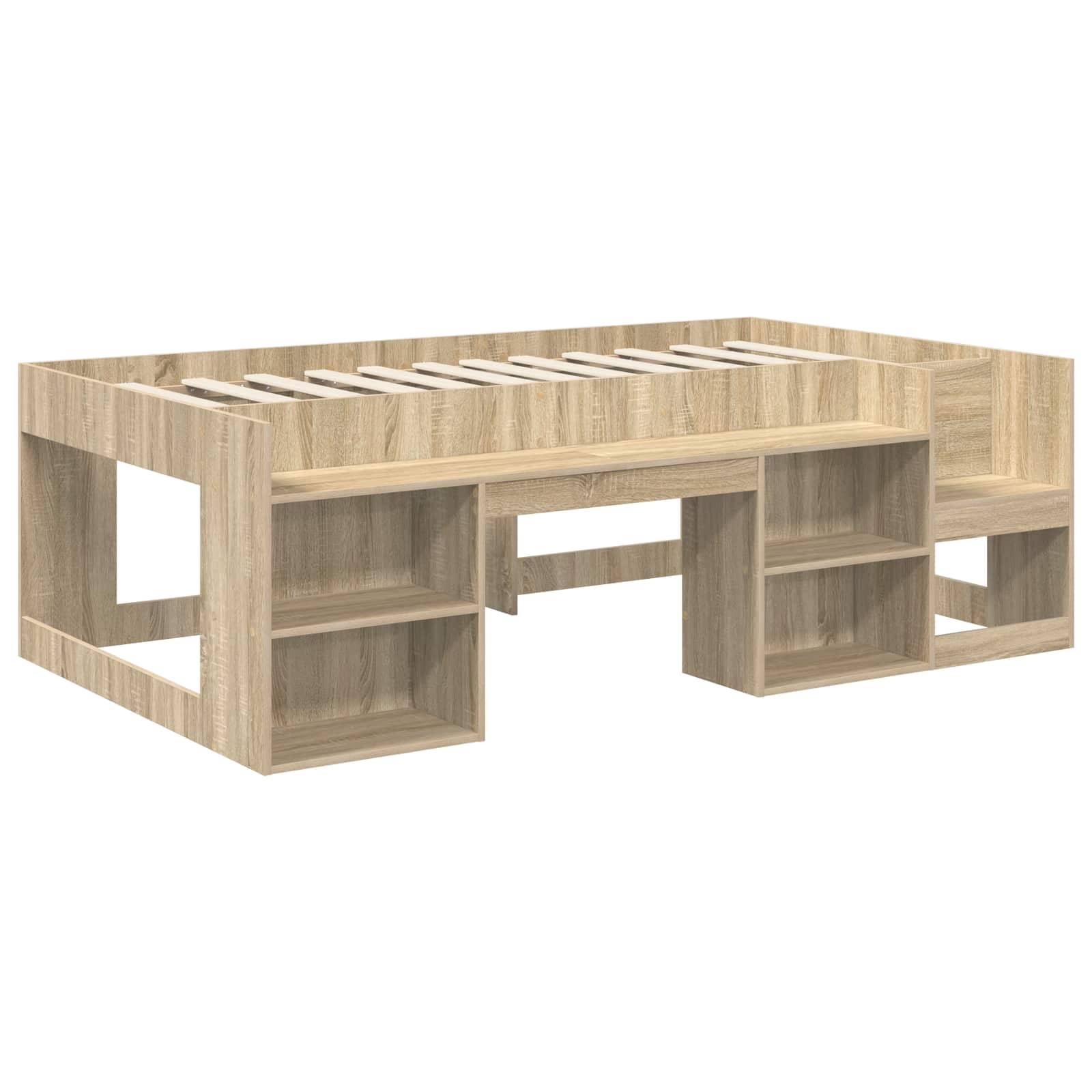 Lit haut pour enfants avec rangement Chêne Sonoma et bleu - XIOS