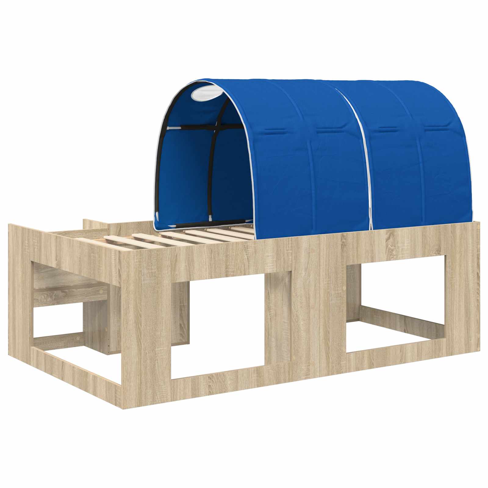Lit haut pour enfants avec rangement Chêne Sonoma et bleu - XIOS