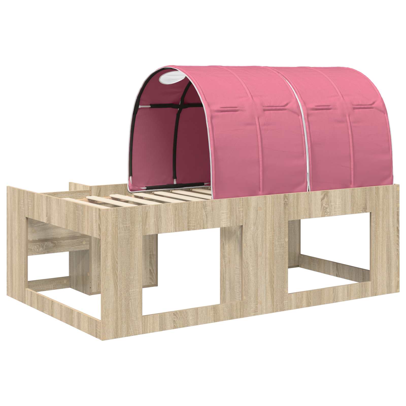 Lit haut pour enfants avec rangement 3 pc Chêne Sonoma et rose - XIOS