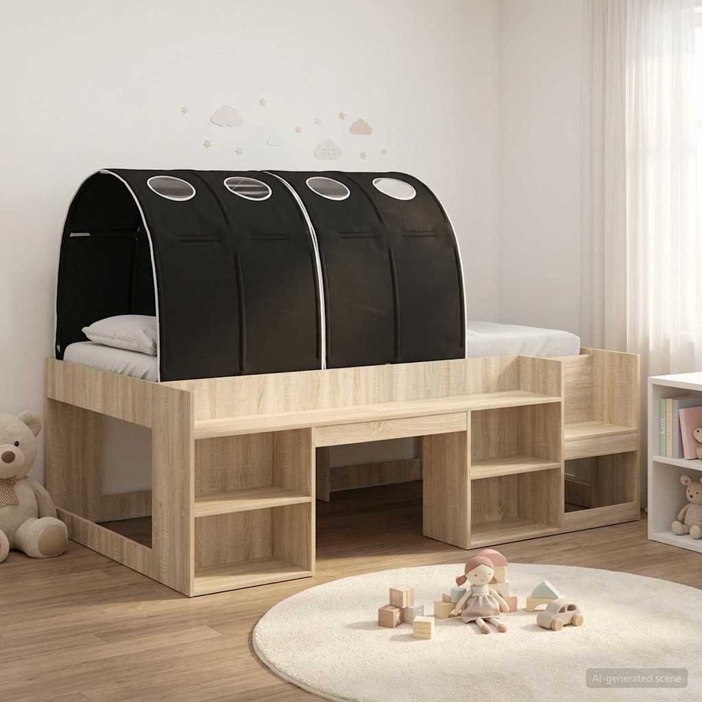 Lit haut pour enfants avec rangement 3 pc Chêne Sonoma et noir - XIOS