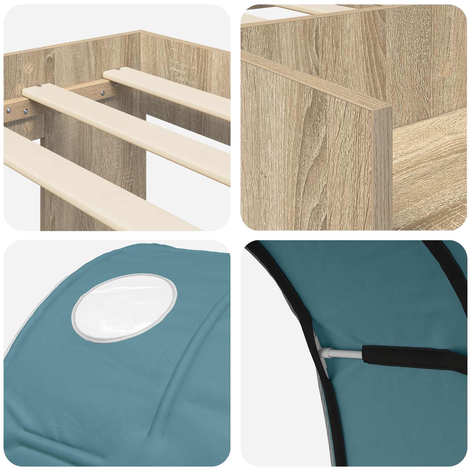 Cadre de lit avec tunnel 3 pc Chêne Sonoma et bleu clair - XIOS
