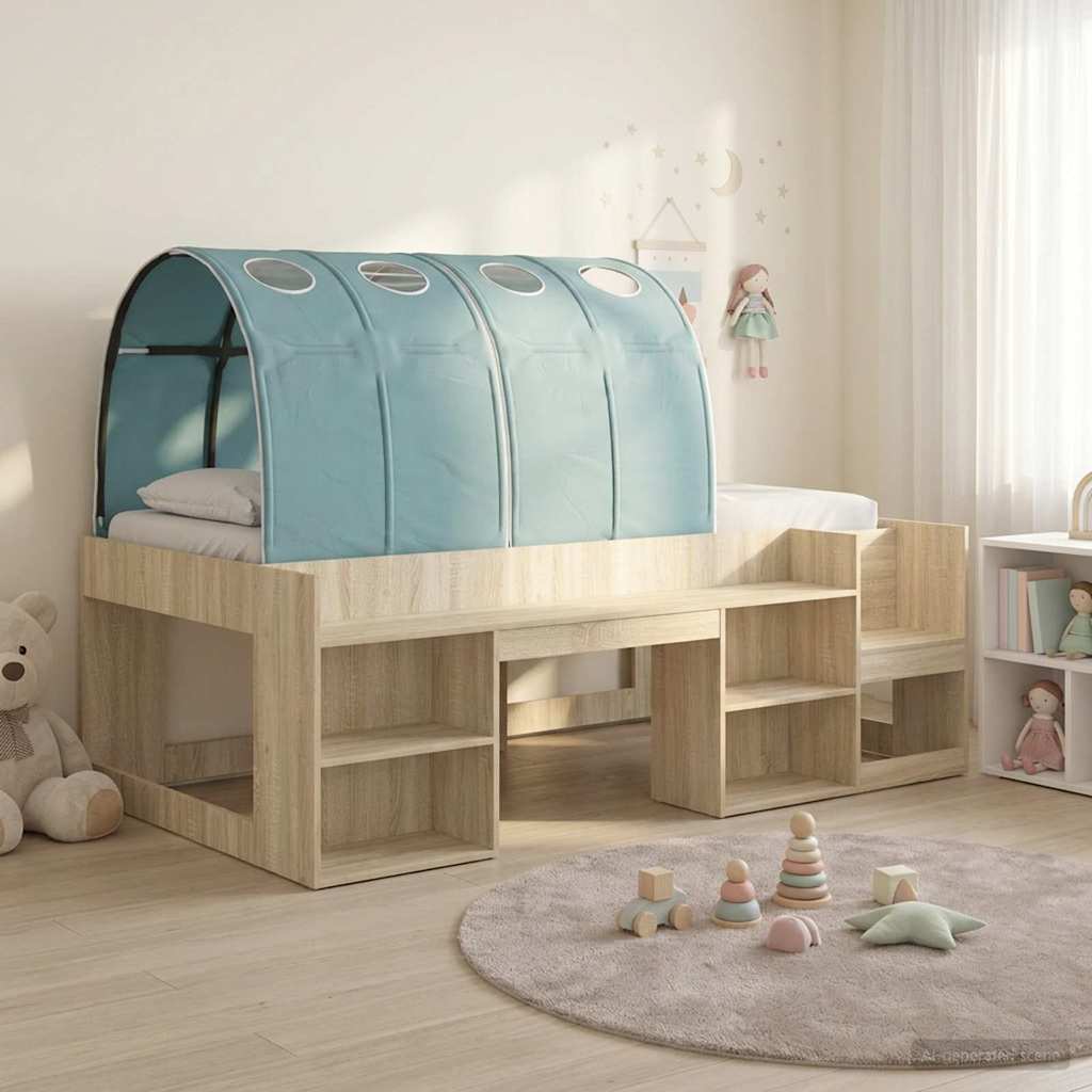 Cadre de lit avec tunnel 3 pc Chêne Sonoma et bleu clair - XIOS