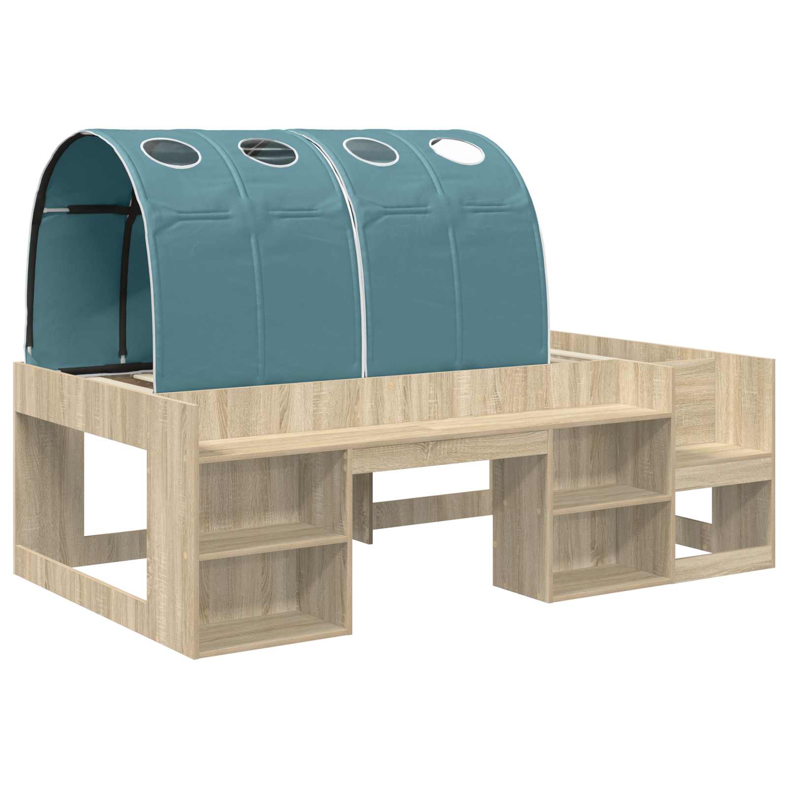 Cadre de lit avec tunnel 3 pc Chêne Sonoma et bleu clair - XIOS