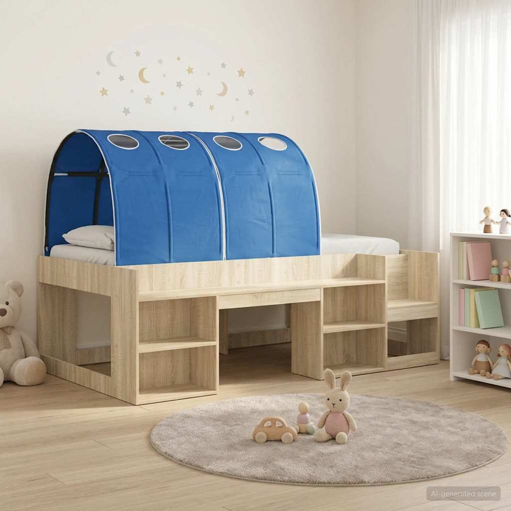 Cadre de lit avec tunnel avec étagère 3 pc Chêne Sonoma et bleu - XIOS