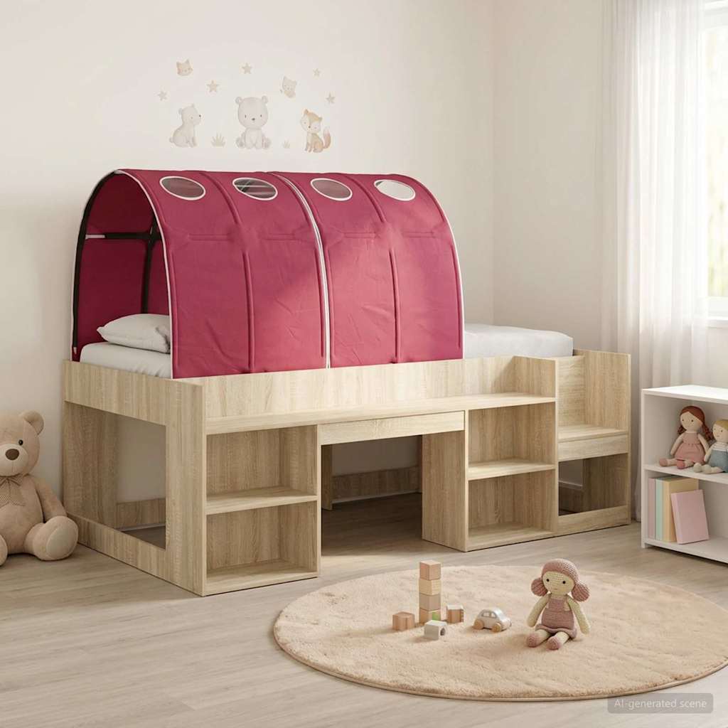Cadre de lit avec tunnel 3 pc Chêne Sonoma et rouge - XIOS