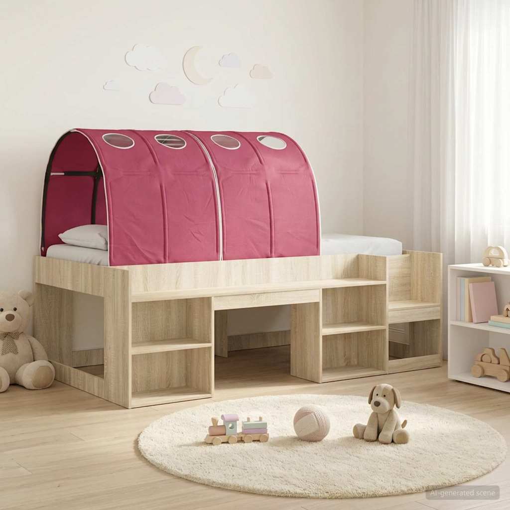 Cadre de lit avec tunnel 3 pc Chêne Sonoma et rouge - XIOS