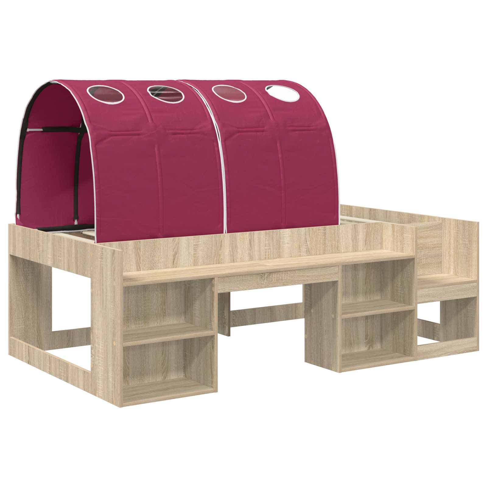 Cadre de lit avec tunnel 3 pc Chêne Sonoma et rouge - XIOS