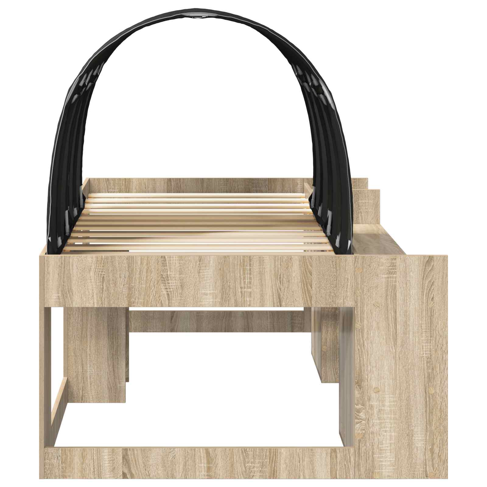 Cadre de lit avec tunnel avec étagère 3 pc Chêne Sonoma et noir - XIOS
