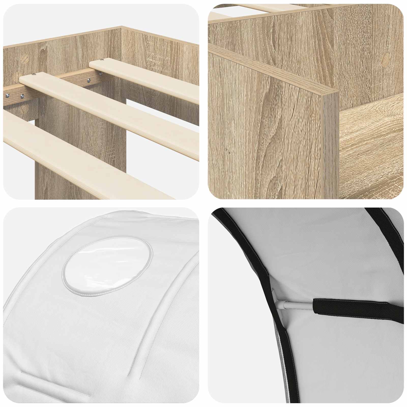 Cadre de lit avec tunnel 3 pc Chêne Sonoma et blanc - XIOS