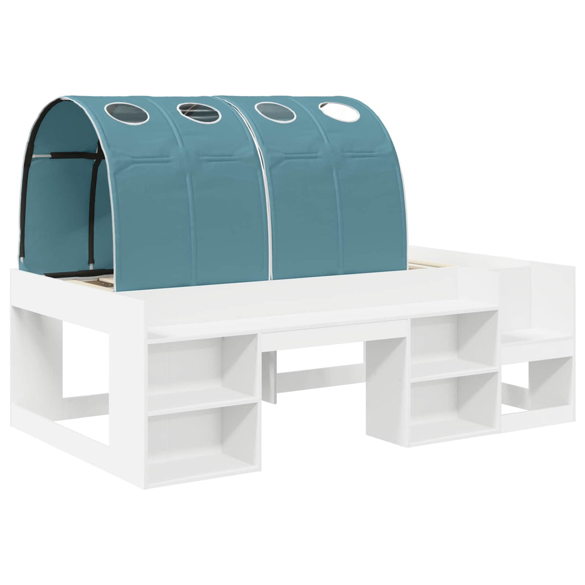 Cadre de lit avec tunnel avec étagère 3 pc Blanc et bleu clair - XIOS